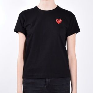 Comme Des Garçons Black T-shirt with red heart